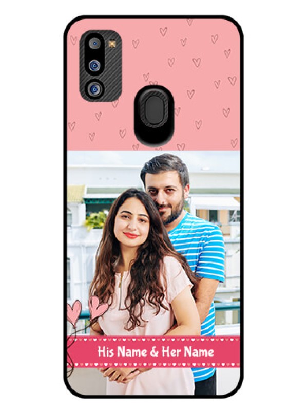 Custom Galaxy M21 2021 Edition Personalized Glass Phone Case - Love Design Peach Color