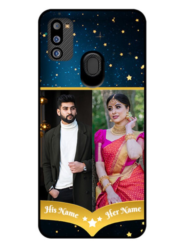 Custom Galaxy M21 2021 Edition Custom Glass Phone Case - Galaxy Stars Backdrop Design
