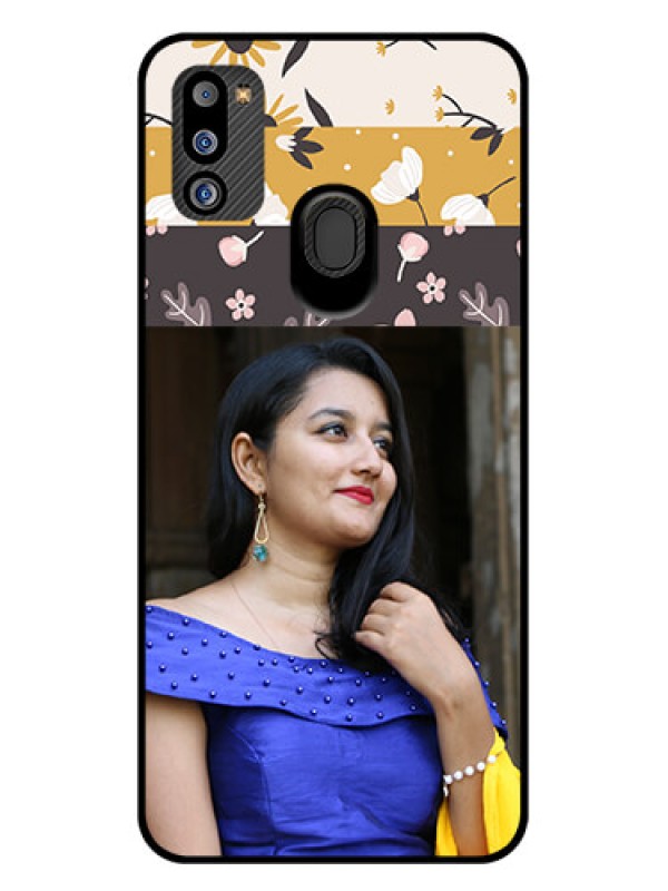 Custom Galaxy M21 2021 Edition Custom Glass Phone Case - Stylish Floral Design