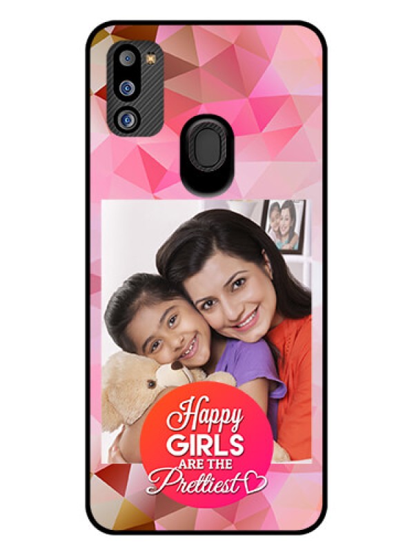 Custom Galaxy M21 2021 Edition Photo Printing on Glass Case - Abstract Triangle Design