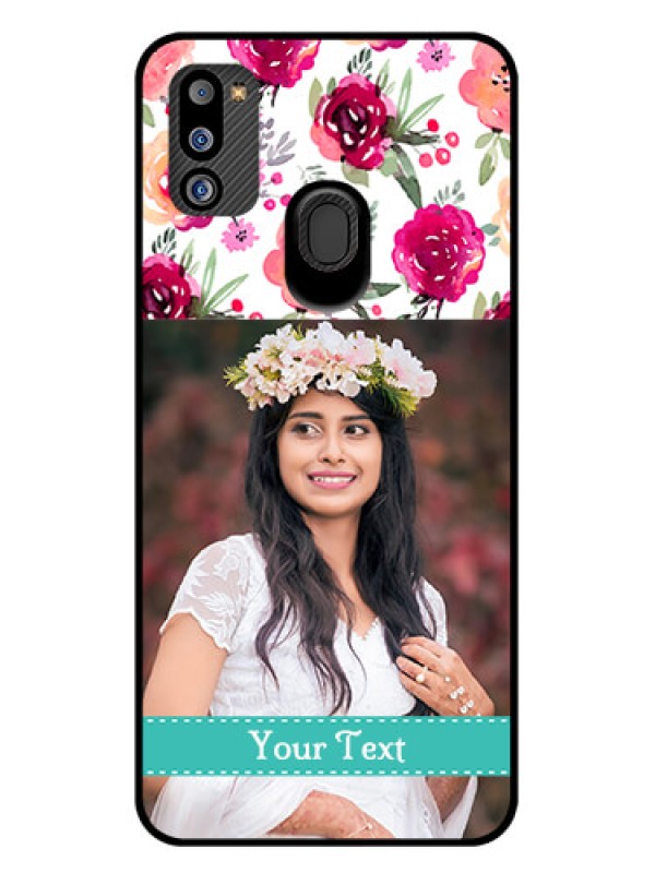Custom Galaxy M21 2021 Edition Custom Glass Phone Case - Watercolor Floral Design