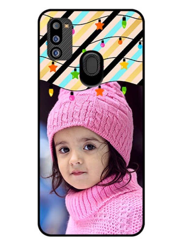 Custom Galaxy M21 2021 Edition Custom Glass Mobile Case - Lights Hanging Design