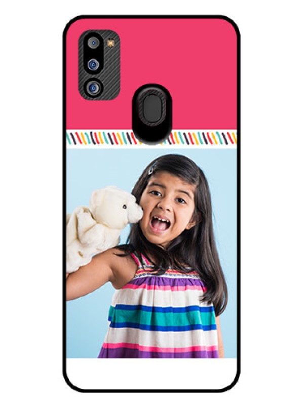 Custom Galaxy M21 2021 Edition Personalized Glass Phone Case - Line art design