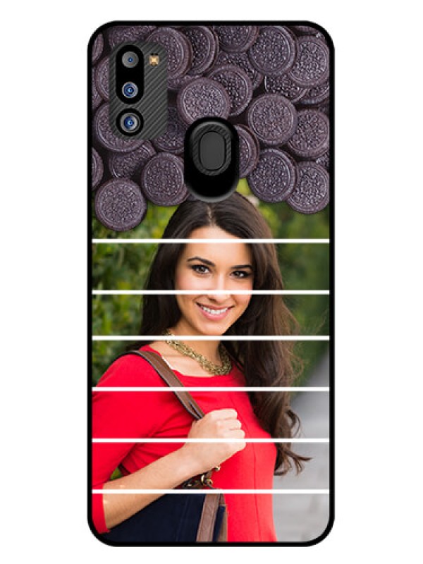 Custom Galaxy M21 2021 Edition Custom Glass Phone Case - with Oreo Biscuit Design