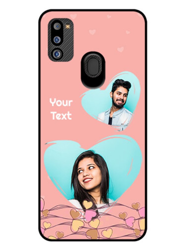 Custom Galaxy M21 2021 Edition Custom Glass Mobile Case - Love Doodle Design