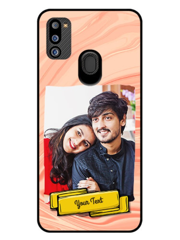 Custom Galaxy M21 2021 Edition Personalized Glass Phone Case - Marble Texture Design