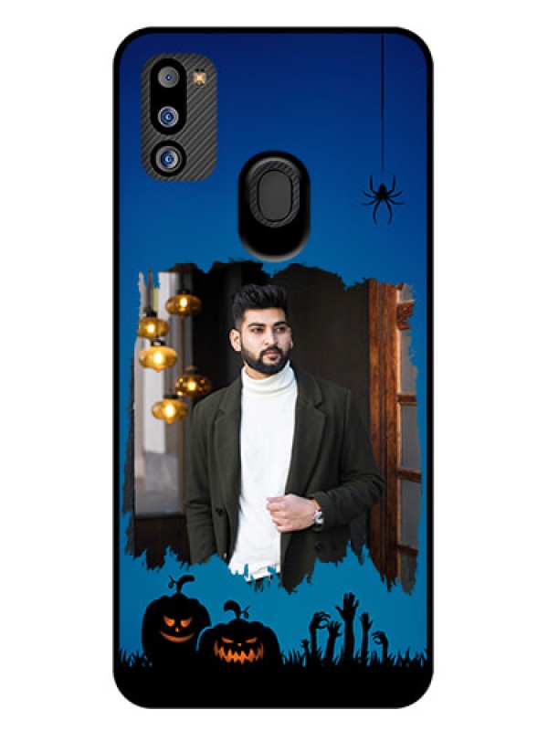 Custom Galaxy M21 2021 Edition Photo Printing on Glass Case - with pro Halloween design 