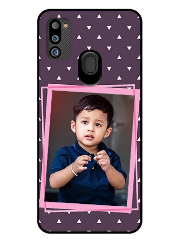 Custom Galaxy M21 2021 Edition Custom Glass Mobile Case - Triangle Pattern Dotted Design