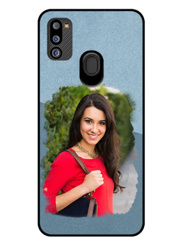 Custom Galaxy M21 2021 Edition Custom Glass Mobile Case - Grunge Line Art Design