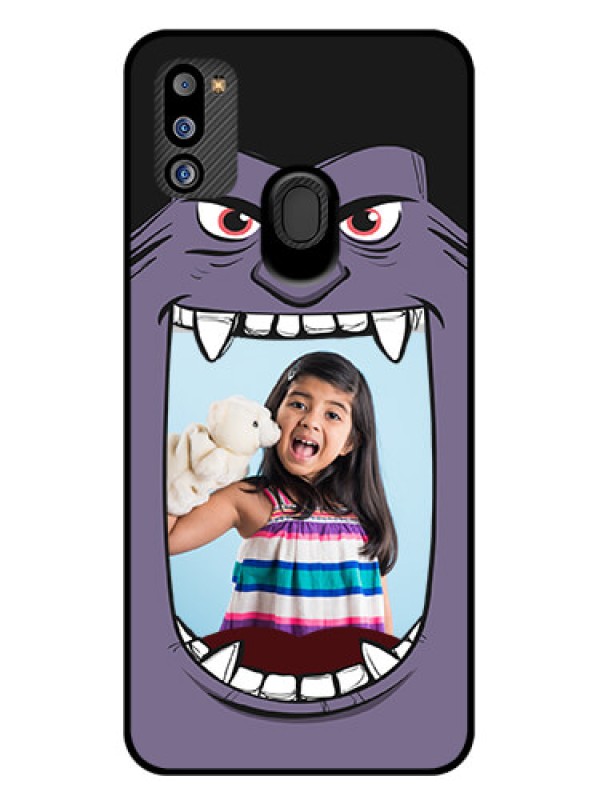Custom Galaxy M21 2021 Edition Custom Glass Phone Case - Angry Monster Design