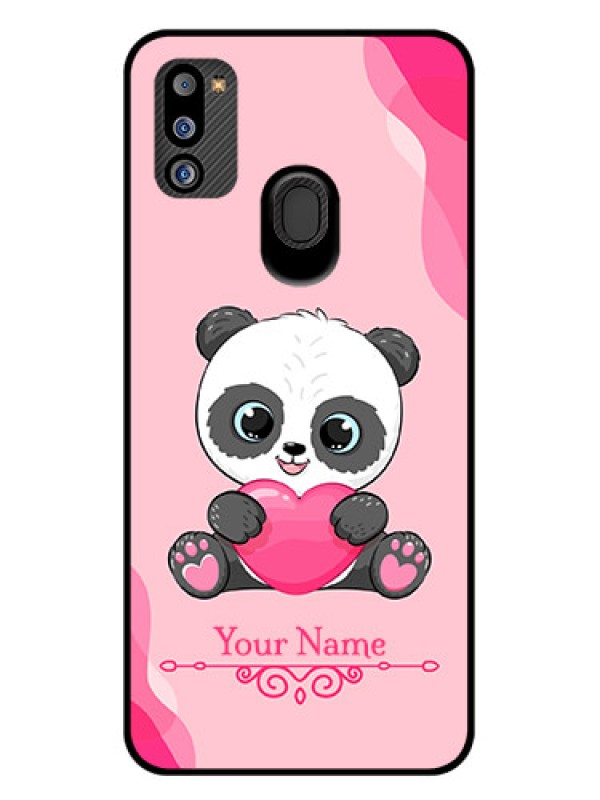 Custom Galaxy M21 2021 Custom Glass Mobile Case - Cute Panda Design