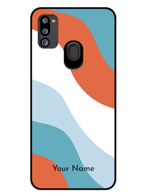 Custom Galaxy M21 2021 Custom Glass Mobile Case - coloured Waves Design