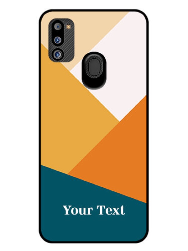 Custom Galaxy M21 2021 Personalized Glass Phone Case - Stacked Multi-colour Design