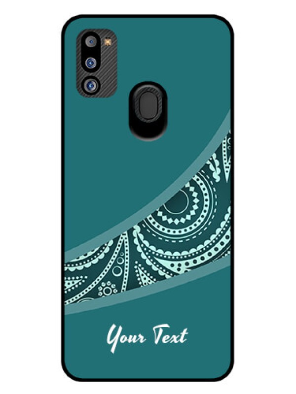 Custom Galaxy M21 2021 Photo Printing on Glass Case - semi visible floral Design