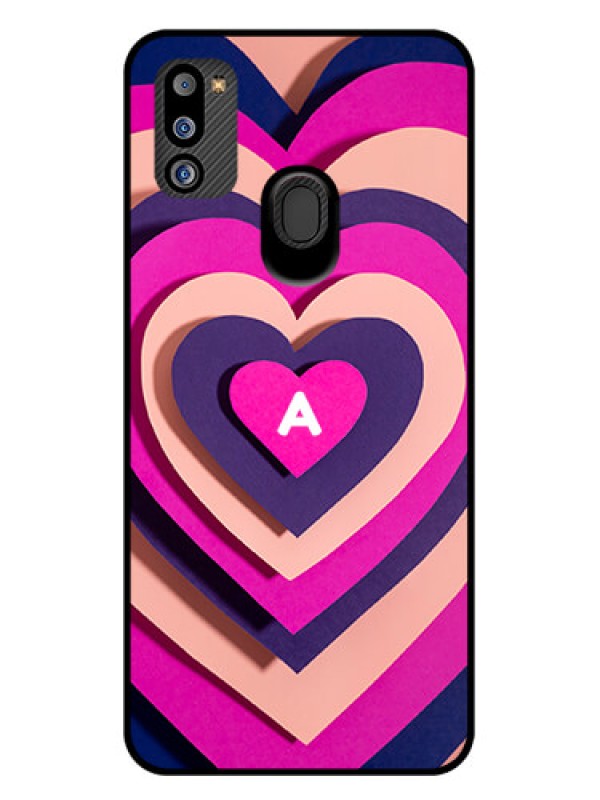 Custom Galaxy M21 2021 Custom Glass Mobile Case - Cute Heart Pattern Design