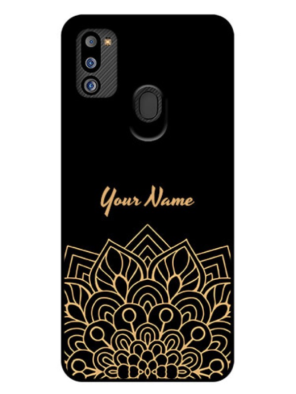 Custom Galaxy M21 2021 Custom Glass Phone Case - Golden mandala Design