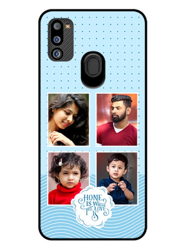 Custom Galaxy M21 2021 Custom Glass Phone Case - Cute love quote with 4 pic upload Design