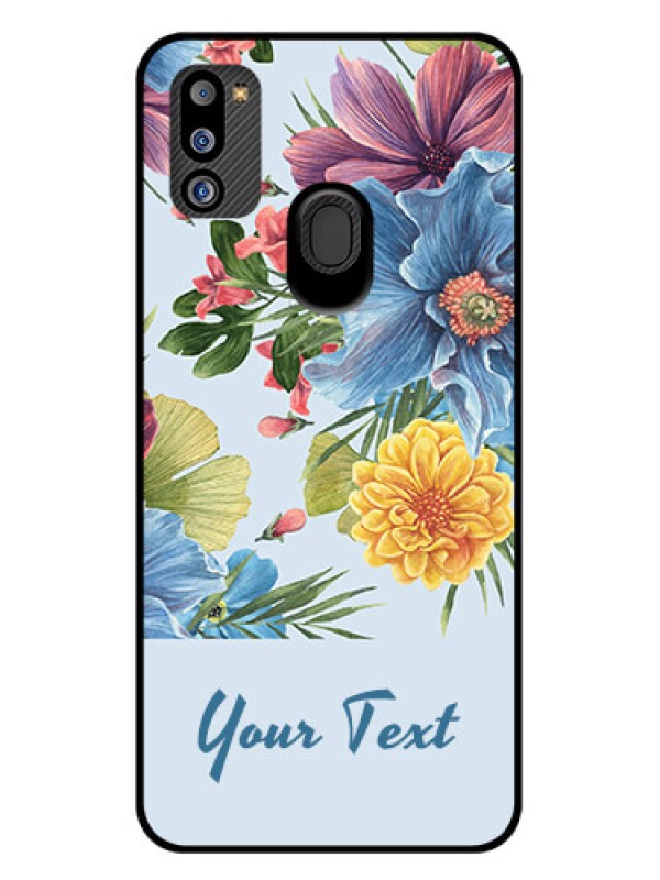 Custom Galaxy M21 2021 Custom Glass Mobile Case - Stunning Watercolored Flowers Painting Design