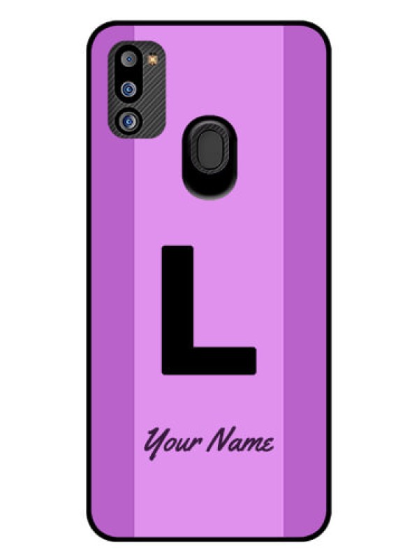 Custom Galaxy M21 2021 Custom Glass Phone Case - Tricolor custom text Design