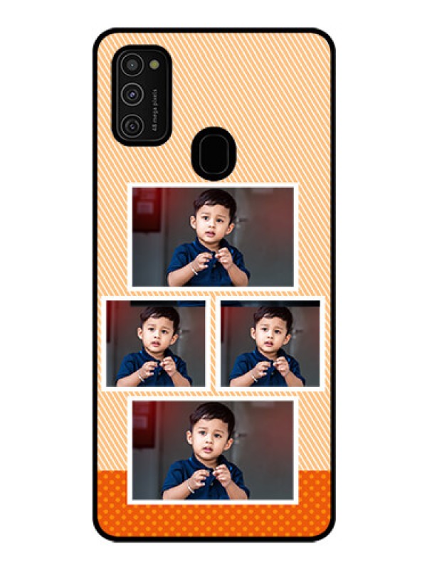 Custom Galaxy M21 Photo Printing on Glass Case  - Bulk Photos Upload Design