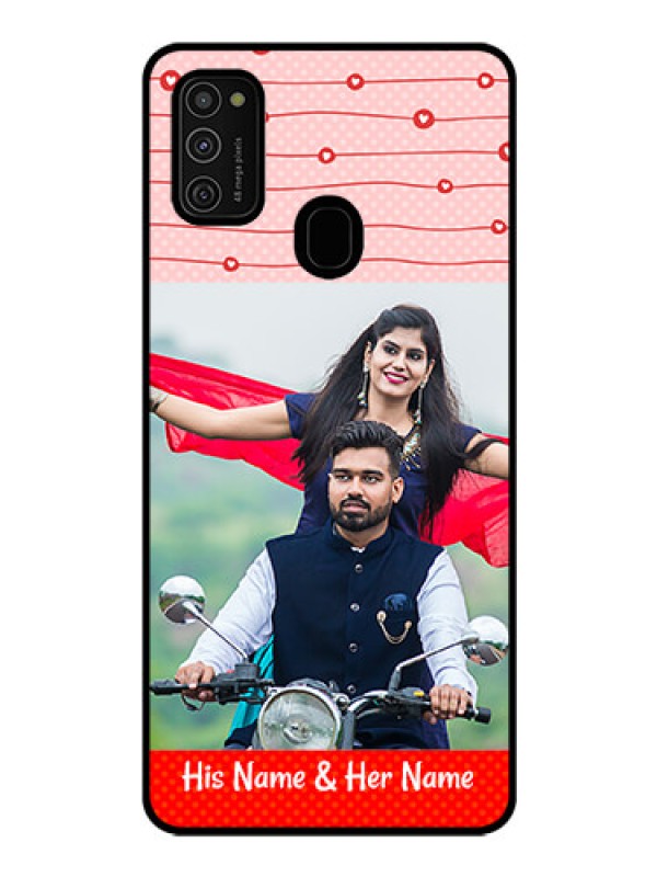 Custom Galaxy M21 Personalized Glass Phone Case  - Red Pattern Case Design
