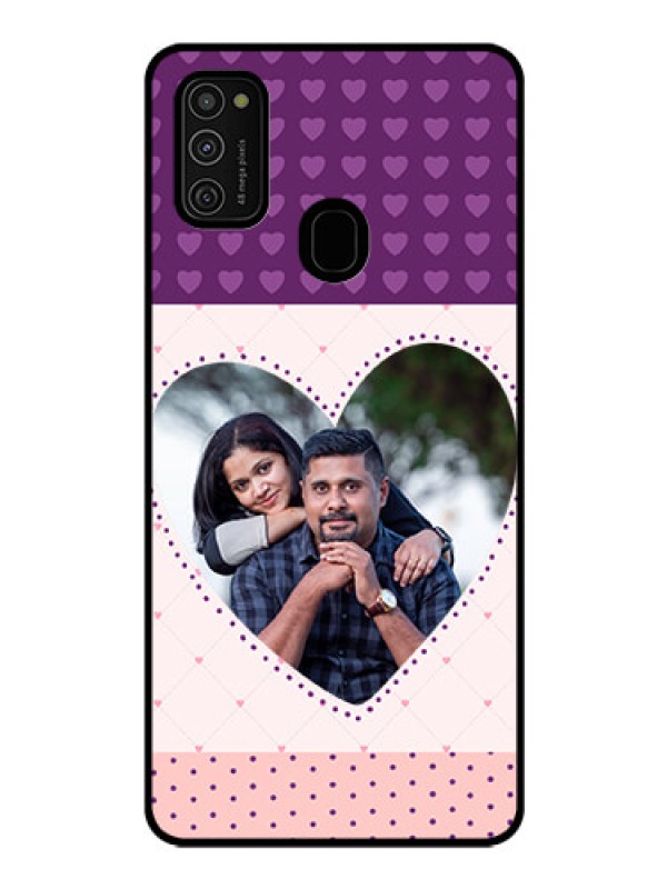 Custom Galaxy M21 Custom Glass Phone Case  - Violet Love Dots Design