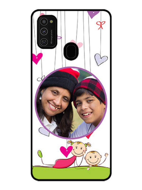 Custom Galaxy M21 Photo Printing on Glass Case  - Cute Kids Phone Case Design