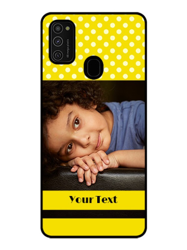 Custom Galaxy M21 Custom Glass Phone Case  - Bright Yellow Case Design