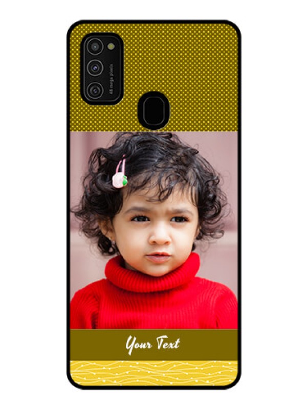 Custom Galaxy M21 Custom Glass Phone Case  - Simple Green Color Design