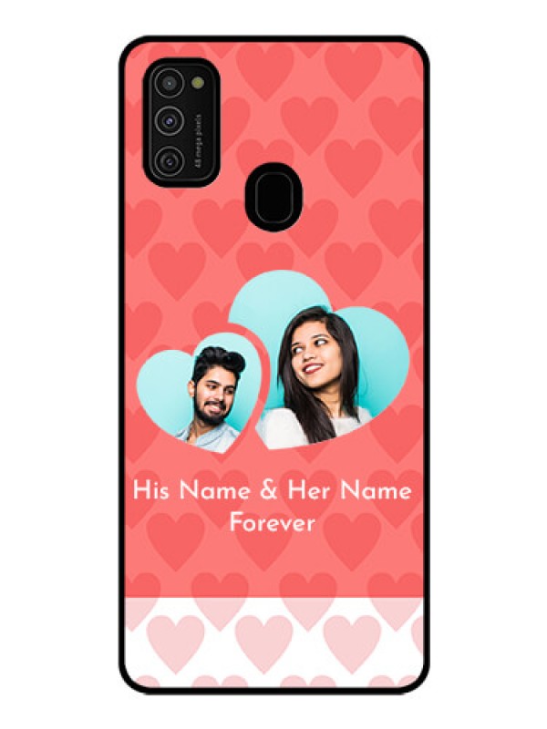 Custom Galaxy M21 Personalized Glass Phone Case  - Couple Pic Upload Design