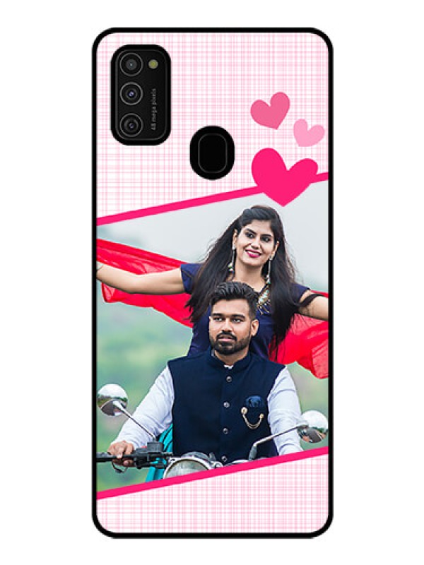 Custom Galaxy M21 Custom Glass Phone Case  - Love Shape Heart Design