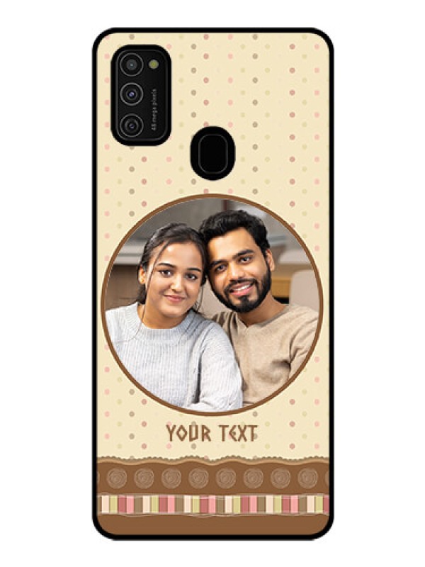 Custom Galaxy M21 Custom Glass Mobile Case  - Brown Dotted Mobile Case Design