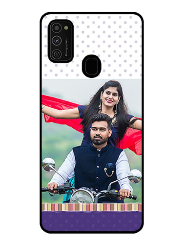 Custom Galaxy M21 Photo Printing on Glass Case  - Cute Family Design