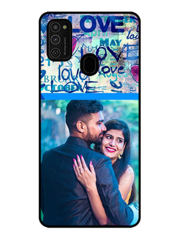 Custom Galaxy M21 Custom Glass Mobile Case  - Colorful Love Design