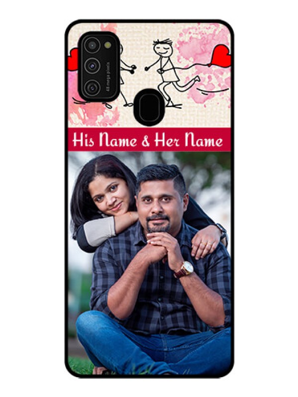 Custom Galaxy M21 Photo Printing on Glass Case  - You and Me Case Design