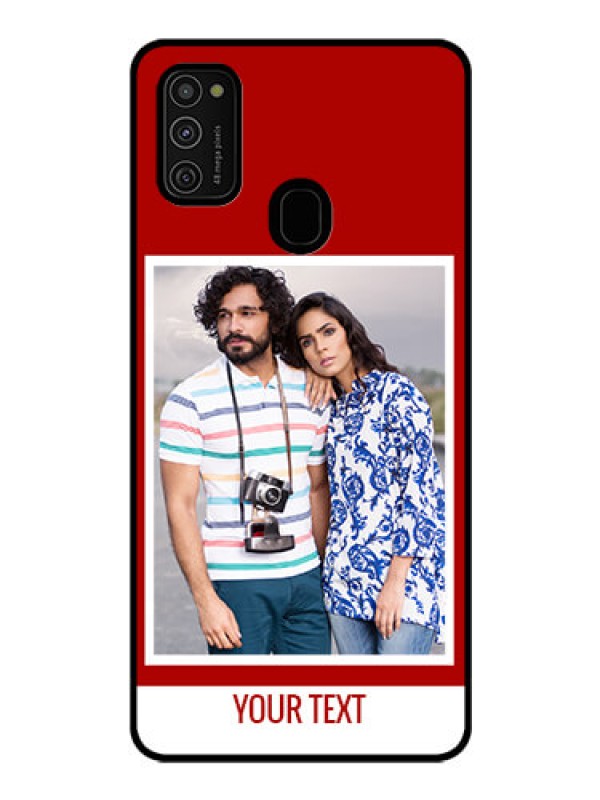 Custom Galaxy M21 Personalized Glass Phone Case  - Simple Red Color Design