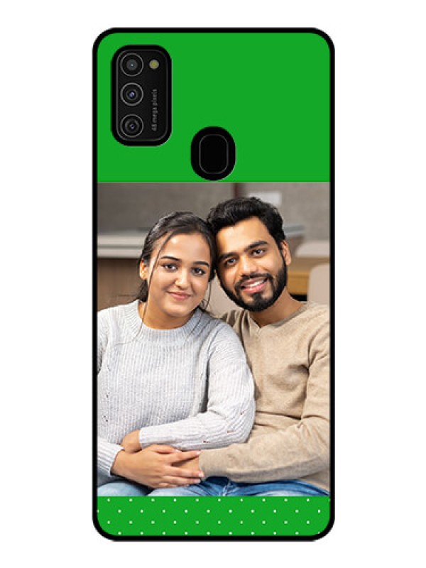 Custom Galaxy M21 Personalized Glass Phone Case  - Green Pattern Design
