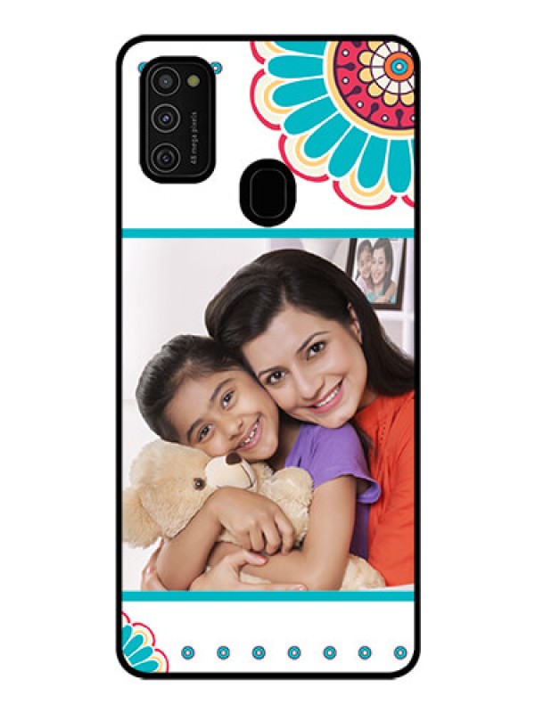 Custom Galaxy M21 Custom Glass Phone Case  - Flower Design