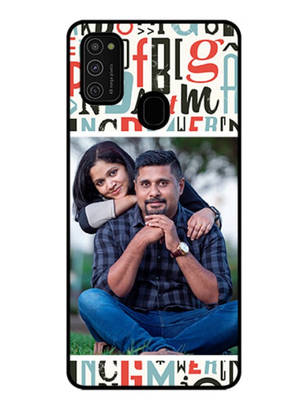 Custom Galaxy M21 Personalized Glass Phone Case  - Alphabet Design