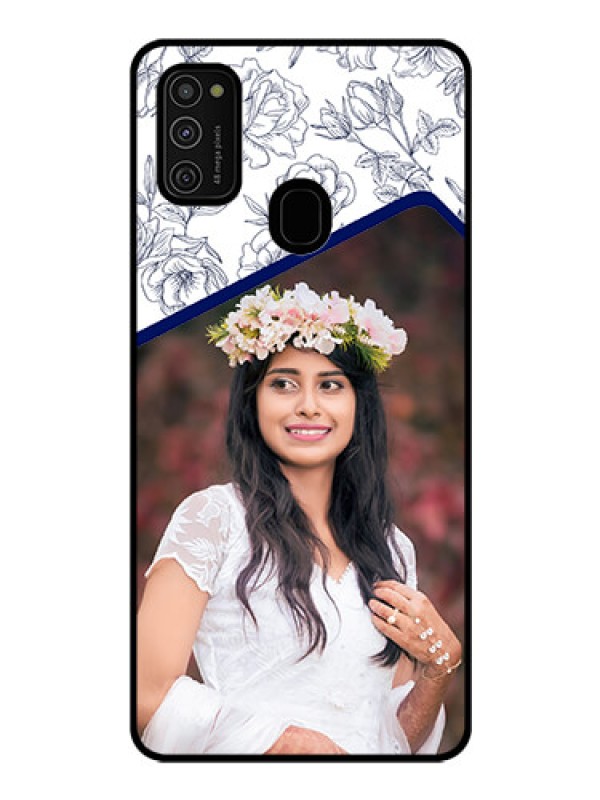 Custom Galaxy M21 Personalized Glass Phone Case  - Premium Floral Design