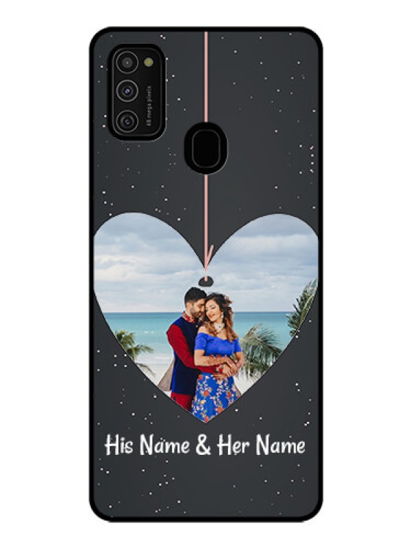 Custom Galaxy M21 Custom Glass Phone Case  - Hanging Heart Design