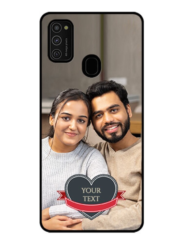 Custom Galaxy M21 Custom Glass Phone Case  - Just Married Couple Design