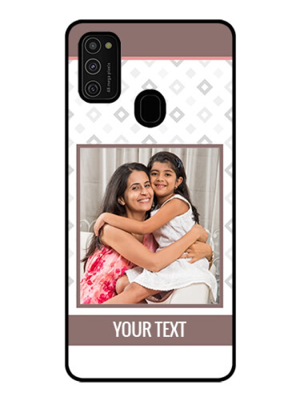 Custom Galaxy M21 Photo Printing on Glass Case  - Simple Diamond Design