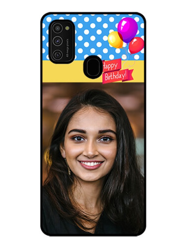 Custom Galaxy M21 Custom Glass Mobile Case  - Happy Birthday Design