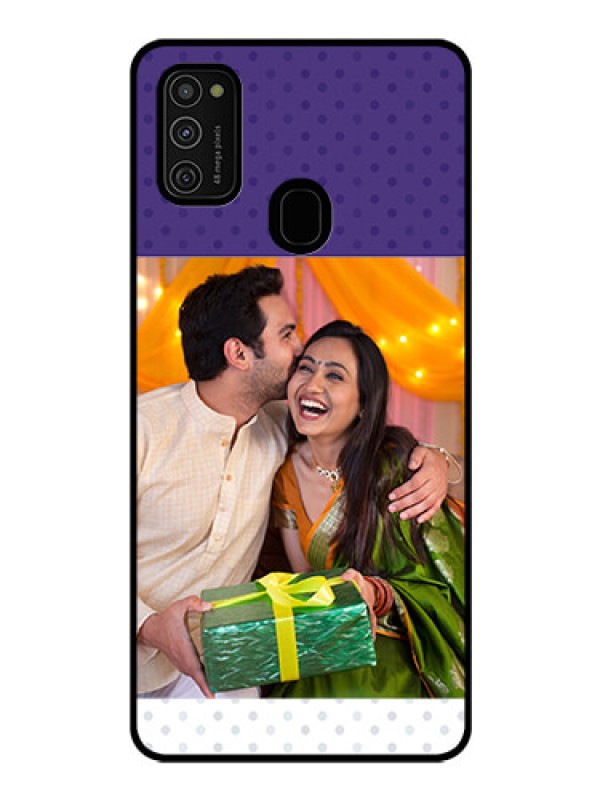 Custom Galaxy M21 Personalized Glass Phone Case  - Violet Pattern Design