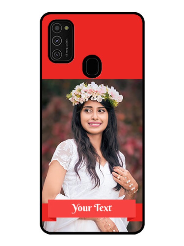 Custom Galaxy M21 Custom Glass Phone Case  - Simple Red Color Design