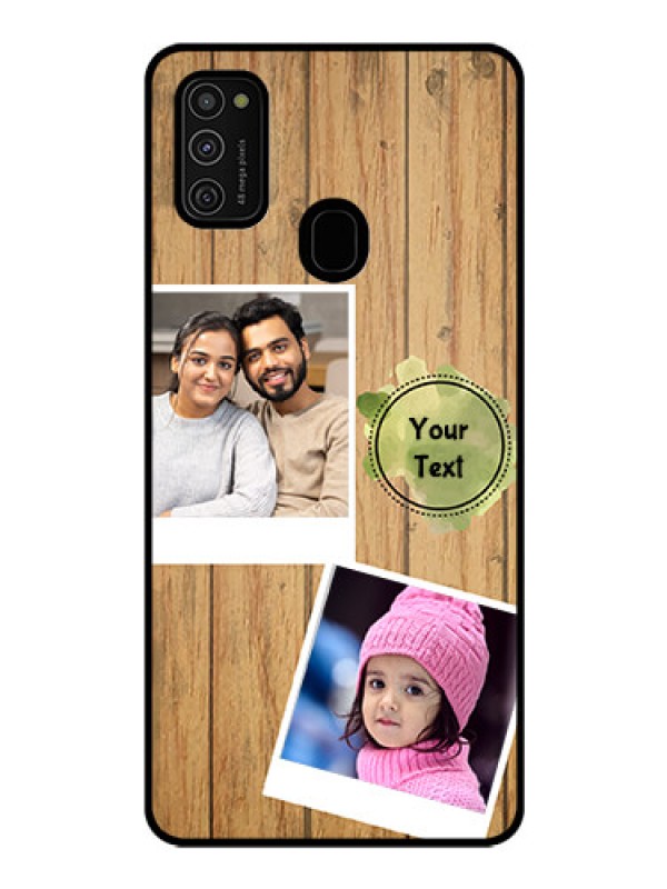 Custom Galaxy M21 Custom Glass Phone Case  - Wooden Texture Design