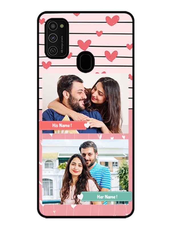 Custom Galaxy M21 Custom Glass Mobile Case  - Photo with Heart Design