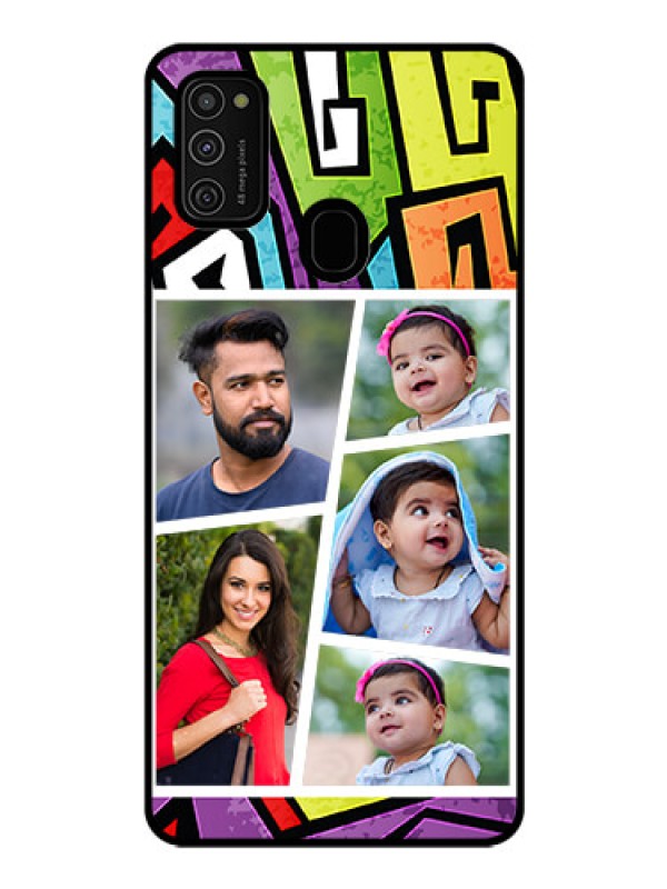 Custom Galaxy M21 Custom Glass Phone Case  - Graffiti pattern Design