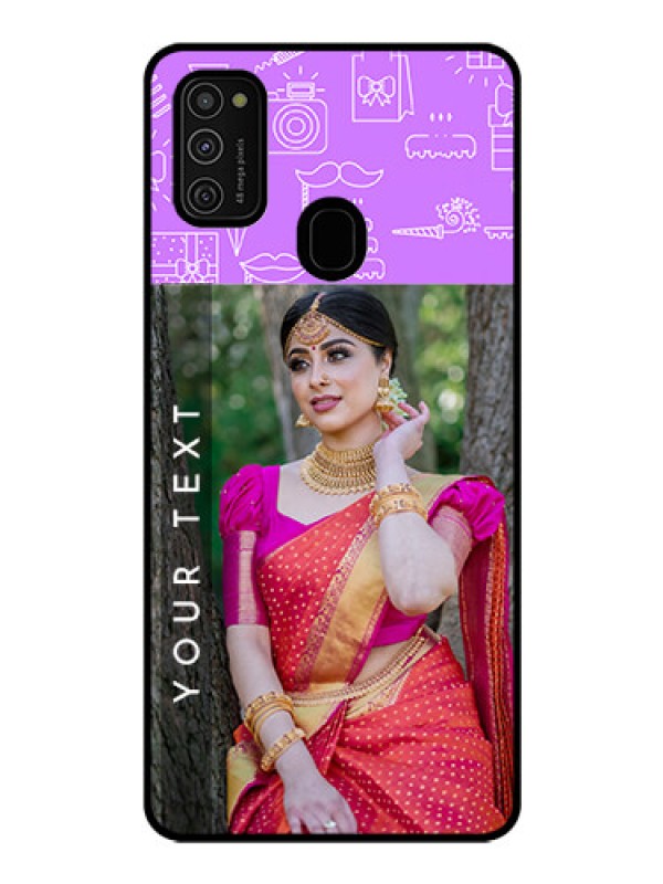 Custom Galaxy M21 Custom Glass Mobile Case  - Birthday Icons Design
